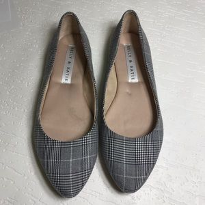 Kelly & Katie Black and Gray Plaid Pointed-Toe Flats
